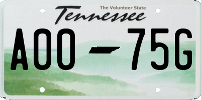 TN license plate A0075G