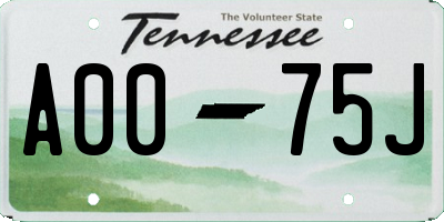 TN license plate A0075J