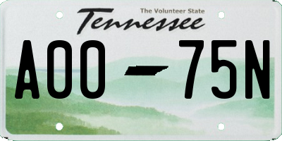 TN license plate A0075N