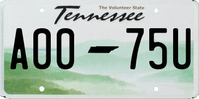 TN license plate A0075U