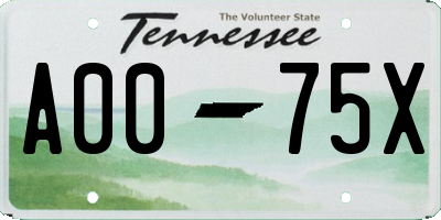 TN license plate A0075X