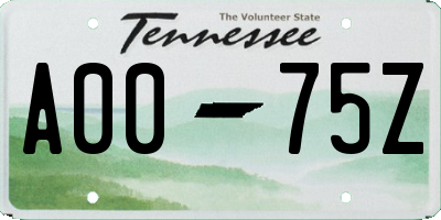 TN license plate A0075Z