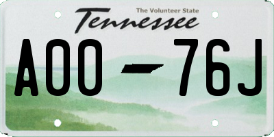 TN license plate A0076J