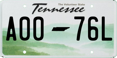 TN license plate A0076L