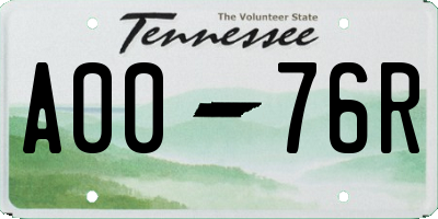 TN license plate A0076R