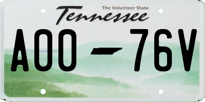 TN license plate A0076V