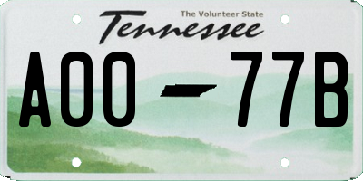 TN license plate A0077B