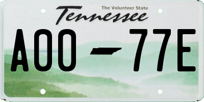 TN license plate A0077E