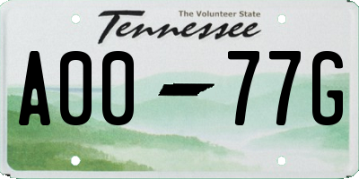 TN license plate A0077G