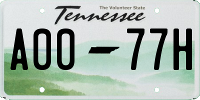 TN license plate A0077H