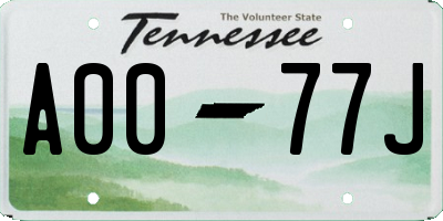 TN license plate A0077J