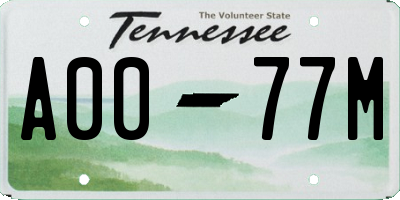 TN license plate A0077M