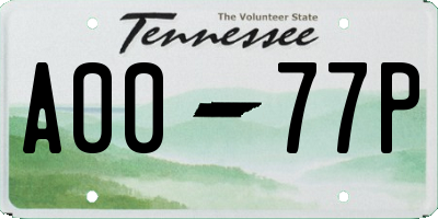 TN license plate A0077P