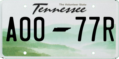 TN license plate A0077R