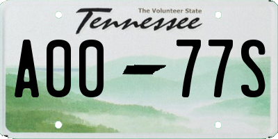 TN license plate A0077S