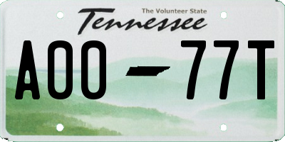 TN license plate A0077T