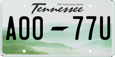 TN license plate A0077U