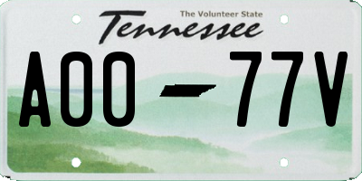 TN license plate A0077V