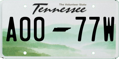 TN license plate A0077W