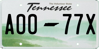 TN license plate A0077X