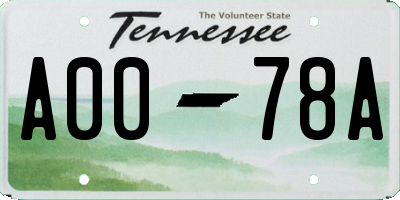 TN license plate A0078A