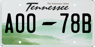 TN license plate A0078B