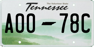 TN license plate A0078C