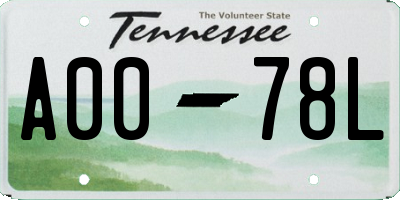 TN license plate A0078L