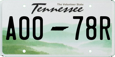 TN license plate A0078R