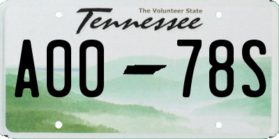 TN license plate A0078S