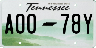 TN license plate A0078Y