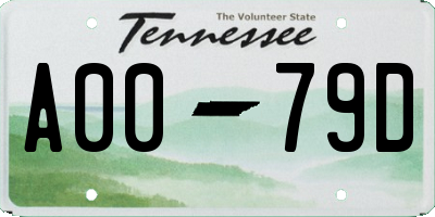 TN license plate A0079D