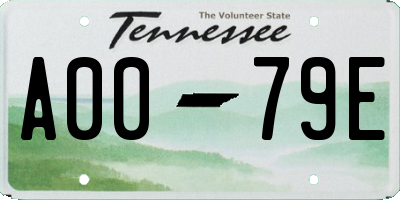 TN license plate A0079E