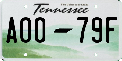 TN license plate A0079F