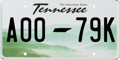 TN license plate A0079K