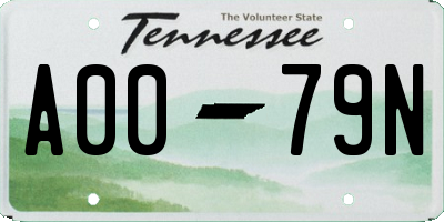 TN license plate A0079N