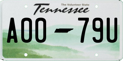 TN license plate A0079U