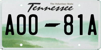 TN license plate A0081A