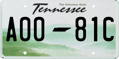 TN license plate A0081C