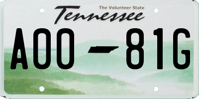 TN license plate A0081G