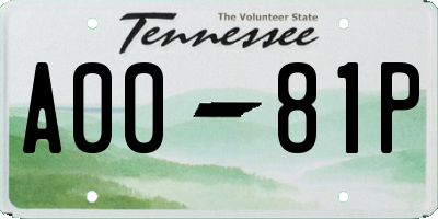 TN license plate A0081P