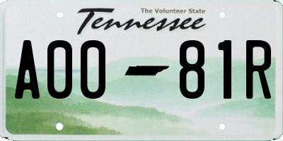 TN license plate A0081R