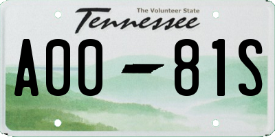 TN license plate A0081S