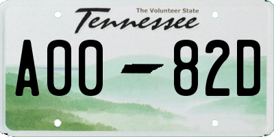 TN license plate A0082D