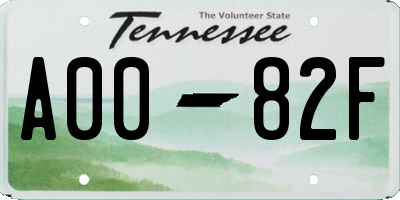 TN license plate A0082F