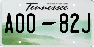 TN license plate A0082J