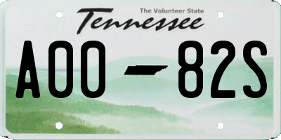 TN license plate A0082S