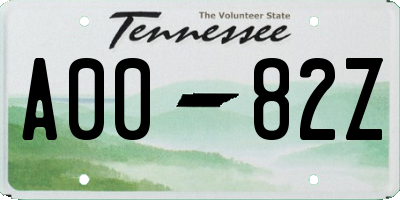 TN license plate A0082Z