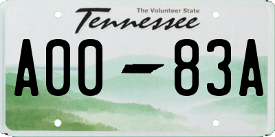 TN license plate A0083A