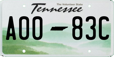 TN license plate A0083C